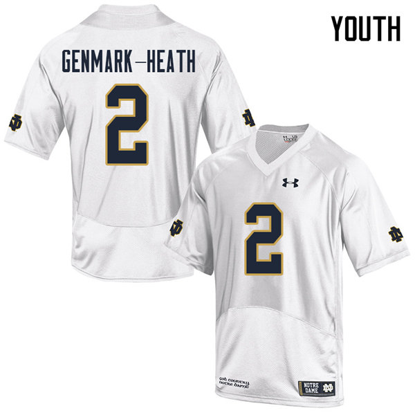 Youth #2 Jordan Genmark-Heath Notre Dame Fighting Irish College Football Jerseys Sale-White